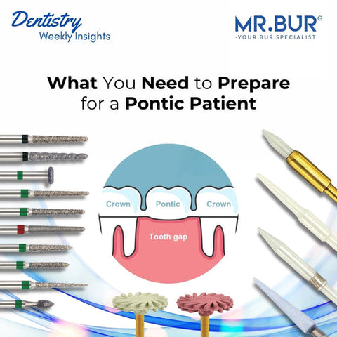 Tools and techniques for preparing pontics, featuring Mr. Bur solutions for precision and quality in dental procedures.