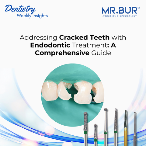 Blog article cover page titled 'Addressing Cracked Teeth with Endodontic Treatment: A Comprehensive Guide,' featuring dental tools and a model of a cracked tooth.