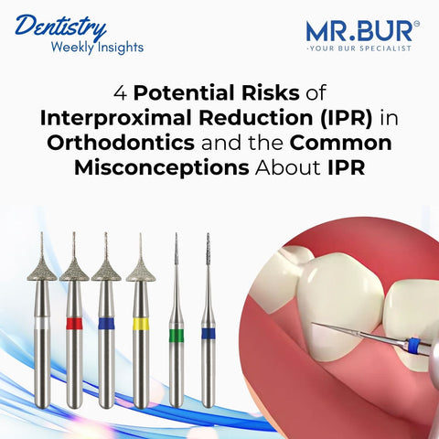 Cover page highlighting 4 Potential Risks of Interproximal Reduction IPR in Orthodontics and Common Misconceptions addressing key concerns and misunderstandings surrounding IPR procedures with Mr. Bur IPR One Slice Kit.