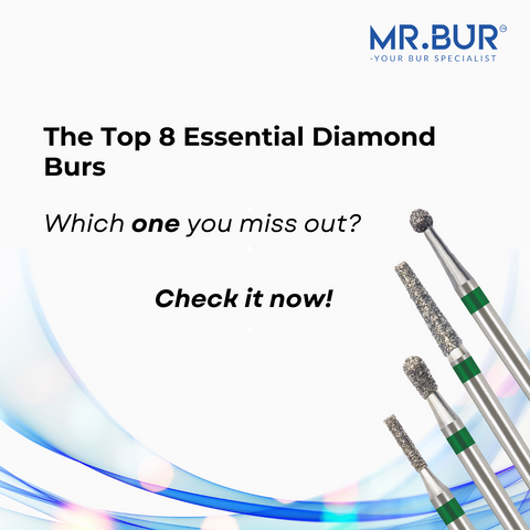 Top 8 Mr. Bur best quality diamond burs with varieties of shapes & sizes that able to use on multiple dental procedure