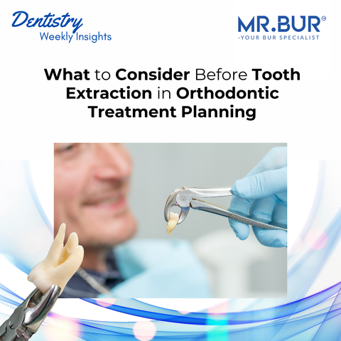 Mr. Bur orthodontic treatment planning concept illustrating clinical evaluation before deciding on tooth extraction in orthodontics.