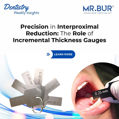 Mr. Bur highlights the role of incremental thickness gauges in achieving precision and accuracy during interproximal reduction procedures.