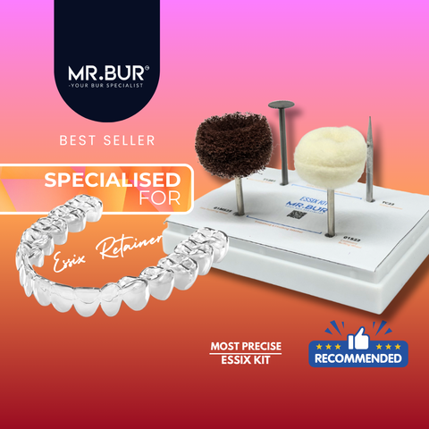 This image shows the best essix contouring and polishing kit and retainer polishing bur  designed for essix retainer cutting