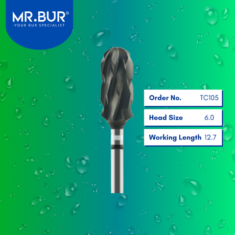 Mr. Bur TC105 CVD Coated Cross Cut Super Coarse Tungsten Carbide Bur for Plaster is ideal for plastering, restorative work, prosthodontics, denture technique, and 3D acrylic denture applications.