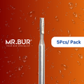 Optimize dental care with Mr. Bur 5pcs Cylinder Carbide Bur (Cross Cut) for anterior/posterior teeth, cavity prep, composite filling, crown removal, decay removal, debonding, finishing, orthodontic, and pre-polishing.