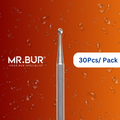 Enhance dental care with Mr. Bur 30pcs Round Ball Carbide Bur FG for anterior/posterior teeth, cavity and crown prep, endo access, fillings (composite/removal), open access, prophylaxis, and trimming.