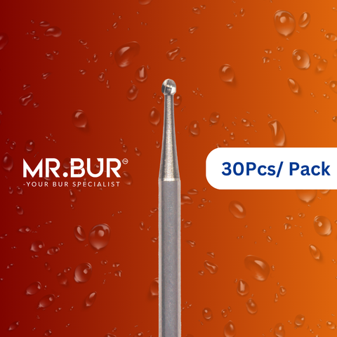 Enhance dental care with Mr. Bur 30pcs Round Ball Carbide Bur FG for anterior/posterior teeth, cavity and crown prep, endo access, fillings (composite/removal), open access, prophylaxis, and trimming.