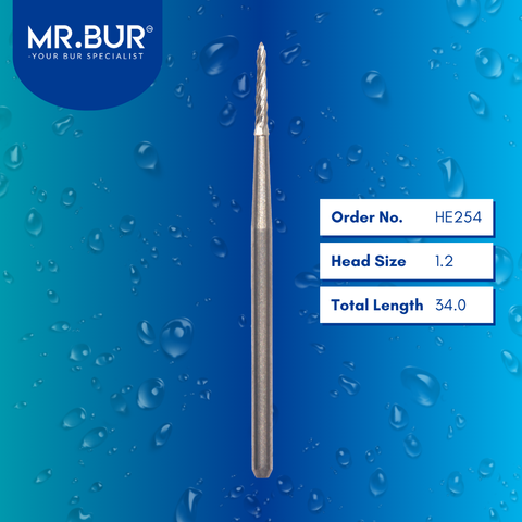 Mr. Bur HE254 Lindemann Bur FG Bone Cutting is recommended for use with reverse air or electrical handpieces and is ideal for bone cutting, bone grafting, sectioning wisdom teeth, and separating teeth.