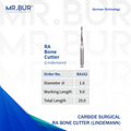 Image showing a variant of Mr. Bur RA Carbide Surgical Bone Cutter Lindemann Bur ensures precise, efficient bone cutting for oral and maxillofacial surgery, enhancing accuracy and control, with head size of 1.6mm.