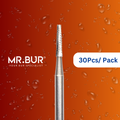 Enhance dental care with Mr. Bur 30pcs Taper Flat End Carbide Bur FG (Cross Cut) for anterior/posterior teeth, bone cutting, cavity and crown prep, decay removal, wisdom tooth sectioning, and trimming.