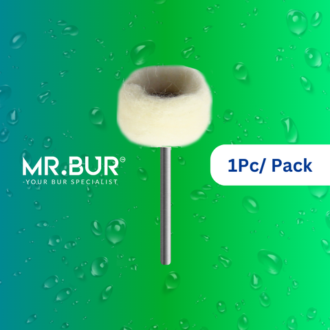 Mr. Bur's 1pc HP Flexible Denture Polisher is perfect for pre-polishing and high shine. Use 01G19 Soft Goat Hair Brush for metals, acrylics, and titanium, use 01S22 Cotton Polishing Brush for all dental materials.