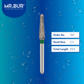 Mr. Bur 852 tapered round end diamond bur 76C are tools used in multiple dental procedures. ISO 806 314 199 534 025 FG, Their tapered round end heads are ideal for for effective crown and bridge preparation, chamfer margin preparation, and trimming and preparation for all composite materials. 