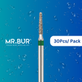 Optimize dental care with Mr. Bur 30 pcs Taper Round End Coarse Chamfer Diamond Bur FG for cavity prep, chamfer margin, crown prep, fillings, prophylaxis, and veneer prep.