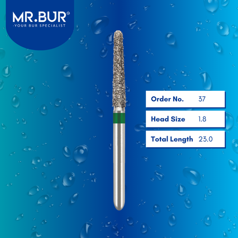 Mr. Bur 852 tapered round end diamond bur 37 are tools used in multiple dental procedures. ISO 806 314 199 534 018 FG, Their tapered round end heads are ideal for for effective crown and bridge preparation, chamfer margin preparation, and trimming and preparation for all composite materials. 
