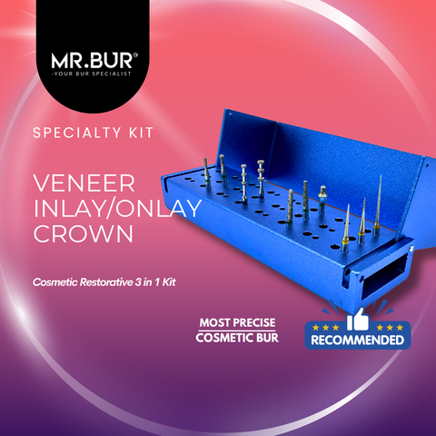 Mr Bur Cosmetic Restorative Kit use for veneer, inlay, onlay and crown preparation. 