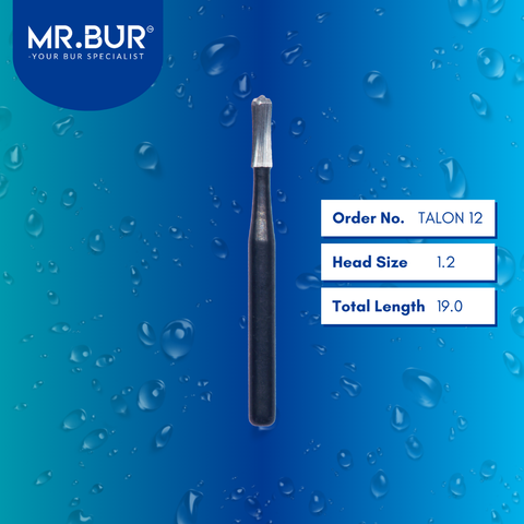 Mr. Bur TALON 12 Trihawk Talon 12 Crown Cutting Bur FG are tools used in dental procedures, ideal for breaking crowns, crown cutting, and removing old crowns (all ceramic, zirconia, PFM, and metal), with sharp blades for efficient vertical and horizontal cutting, ensuring no discomfort for patients.