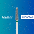 Optimize dental care with Mr. Bur 30pcs Depth Marker Diamond Bur FG for FG friction grip high speed, featuring a green band, medical grade stainless steel, and superior cutting efficiency.