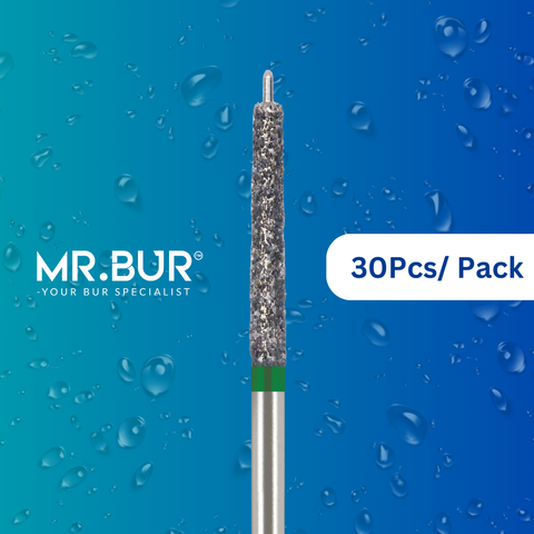 Optimize dental care with Mr. Bur 30pcs Guide Pin Coarse Diamond Bur FG for crown preparation, offering defined cutting control for chamfer prep and precise shoulder creation.