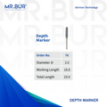 Image showing a variant of Mr. Bur Depth Marker Diamond Bur FG ensures precise depth control for veneer and crown preparations, enhancing accuracy and enamel conservation.