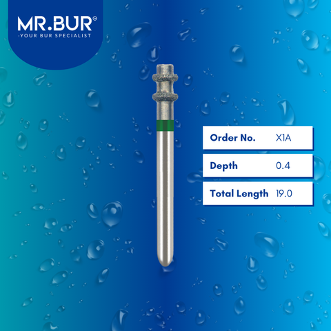 Mr. Bur X1A Depth Marker Veneer Preparation Diamond Bur FG are tools used in multiple dental procedures, ideal for 0.3mm, 0.4mm, and 0.5mm depth marking, with 3 rings, crown preparation, and veneer preparation.