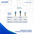 Mr. Bur Coarse Polishing Diamond Polisher, designed for efficient surface adjustment and pre-polishing of ceramics and veneers, ensuring optimal material contouring.