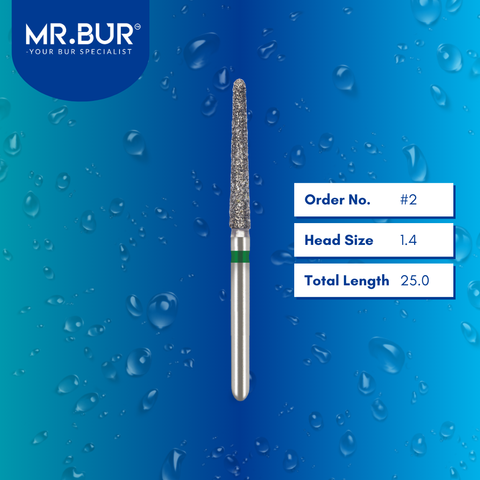 Mr. Bur #2 Tooth Sectioning Diamond Bur is ideal for sectioning wisdom teeth and separating teeth.