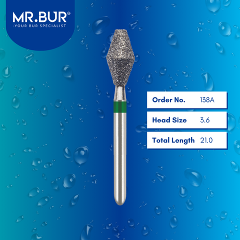 Mr. Bur 138A Occlusal Surface Reduction Double Cone Coarse Diamond Bur 811L FG are tools used in various dental procedures. ISO 806 314 039 534 036, Their double cone design is ideal for crown preparation, occlusal surface work, lingual reduction, model fabrication, prosthodontic applications, and restorative treatments.