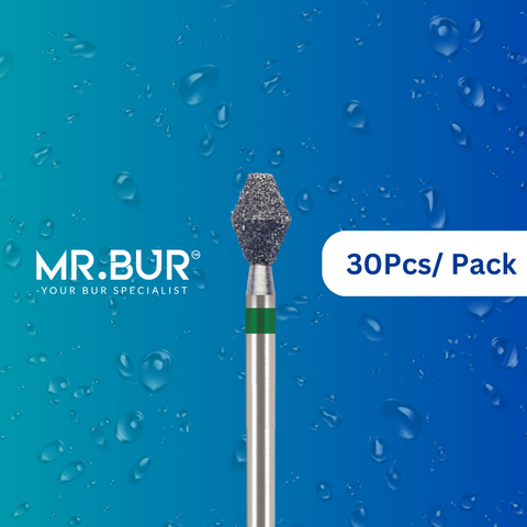 Enhance dental care with Mr. Bur 30 pcs Occlusal Surface Reduction Double Cone Coarse Diamond Bur FG for crown prep, occlusal surface, lingual reduction, model fabrication, prosthodontic, and restorative techniques, achieve precision and efficiency.