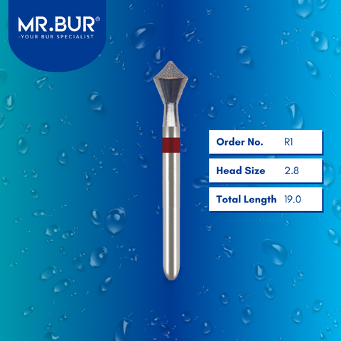 Mr. Bur R1 Occlusal Surface Easy Composite Polishing Diamond Bur 829 FG are tools used in various dental procedures. ISO 806 314 463 514 028, Their unique concave tip design is ideal for restorative treatments, prosthodontic applications, and composite polishing.