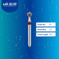 Mr. Bur R2 Occlusal Surface Easy Composite Polishing Diamond Bur 829 FG are tools used in various dental procedures. ISO 806 314 463 514 030, Their unique concave tip design is ideal for restorative treatments, prosthodontic applications, and composite polishing.