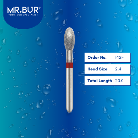 Mr. Bur 142F Fine Grit Pre-Polishing Egg Diamond Bur 833 FG are tools used in various dental procedures. ISO 806 314 277514, Their egg design is ideal for restorative treatments, prosthodontic applications, composite polishing, crown preparation, lingual preparation, model fabrication, and crown & bridge techniques.