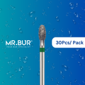 Enhance dental care with Mr. Bur 30 pcs Occlusal Surface Reduction Egg Coarse Diamond Bur FG for crown prep, occlusal and lingual reduction, model fabrication, prosthodontic, and restorative techniques.