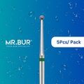 Mr. Bur's 5 pcs Endo Access Round Ball Long Neck Coarse Diamond Bur FG is ideal for endo access, open access, decay and debris removal, and trimming and preparation.