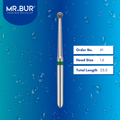 Mr. Bur #1 Endo Access Round Ball Long Neck Coarse Diamond Bur FG are tools used in multiple dental procedures, ideal for endo access, open access, removing decay/debris, trimming, and preparation.