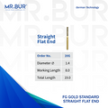 A variant dental bur of the #1 Best Gold Cylinder Flat End Diamond Bur FG. Mr Bur offers the best online dental burs and is a Better Choice than Meisinger, Mani, Shofu, Eagle Dental, Trihawk, Suitable for Dental Cases. The dental bur head sizes shown here is 1.4mm