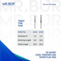 The Best 2 variants of the Taper Flat End Spiral Cool Cut Super Coarse FG Short Diamond Bur. Mr Bur offers the best online dental burs and is a Better Choice than Meisinger, Mani, Shofu, Eagle Dental, Trihawk, Suitable for Dental Cases. The dental bur head sizes shown here are 1.2mm and 1.4mm.