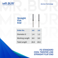 These are two variants of the Cool Twister Line Super Coarse Straight Flat End FG Diamond Bur sold by Mr. Bur the best international supplier of dental burs the dental bur head sizes shown here are 1.2mm and 1.4mm.