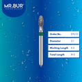 Mr. Bur Occlusal Surface Reduction Egg Coarse Diamond Bur FG 379/21, 2.1mm, designed for precise occlusal adjustments, efficient enamel reduction, and smooth contouring in restorative procedures.