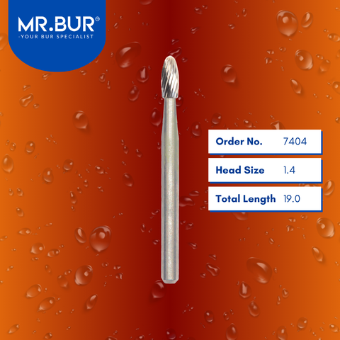 Mr. Bur 7404 Egg Finishing Carbide Dental Bur FG are tools used in multiple dental procedures, ideal for compoShape bur, composite finishing and polishing, debonding, lingual finishing and polishing, occlusal finishing and polishing, and pre-polishing.