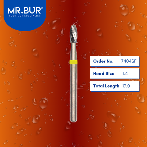 Mr. Bur 7404SF Egg Finishing Carbide Dental Bur FG are tools used in multiple dental procedures, ideal for compoShape bur, composite finishing and polishing, debonding, lingual finishing and polishing, occlusal finishing and polishing, and pre-polishing.