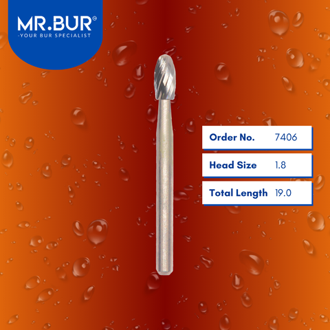 Mr. Bur 7406 Egg Finishing Carbide Dental Bur FG are tools used in multiple dental procedures, ideal for compoShape bur, composite finishing and polishing, debonding, lingual finishing and polishing, occlusal finishing and polishing, and pre-polishing.