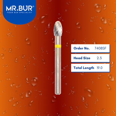 Mr. Bur 7408SF Egg Finishing Carbide Dental Bur FG are tools used in multiple dental procedures, ideal for compoShape bur, composite finishing and polishing, debonding, lingual finishing and polishing, occlusal finishing and polishing, and pre-polishing.