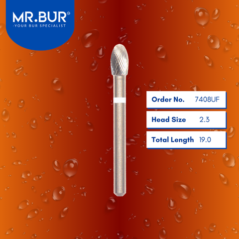 Mr. Bur 7408UF Egg Finishing Carbide Dental Bur FG are tools used in multiple dental procedures, ideal for compoShape bur, composite finishing and polishing, debonding, lingual finishing and polishing, occlusal finishing and polishing, and pre-polishing.