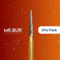 Mr. Bur's 1pc Flat End Taper Finishing Carbide Dental Bur FG is perfect for cavity prep, crown prep, debonding, orthodontic treatment, and shoulder margin polishing.