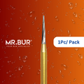 Mr. Bur's 1pc Pointed Cone Finishing Carbide Dental Bur FG is ideal for cavity prep, composhape, composite polishing, debonding, pre-polishing, and tangential polishing.