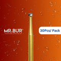 Mr. Bur's 30pcs Round Ball Finishing Carbide Bur FG is ideal for composhape, crown prep, debonding, orthodontic treatment, pre-polishing, and veneer preparation.