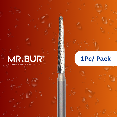 Mr. Bur's 1pc Taper Round End Finishing Carbide Dental Bur FG is perfect for chamfer margin finishing and debonding.