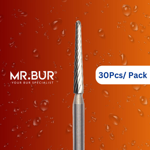 Mr. Bur's 30pcs Taper Round End Finishing Carbide Dental Bur FG is perfect for chamfer margin finishing and debonding.