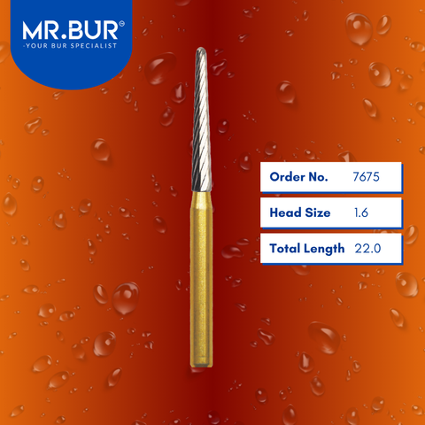 Mr. Bur 7675 Taper Round End Finishing Carbide Dental Bur FG are tools used in multiple dental procedures, ideal for chamfer margin finishing and debonding.