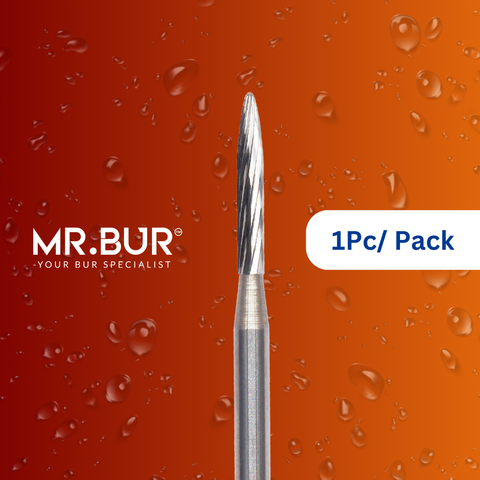 Mr. Bur's 1pc Torpedo Finishing Carbide Dental Bur FG is ideal for chamfer margin finishing and polishing, debonding, laminate ceramic veneer, and veneer finishing and polishing.